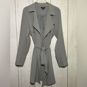Torrid Trench Lapel Coat Belted Double Breasted Lightweight Gray Size 0 Large